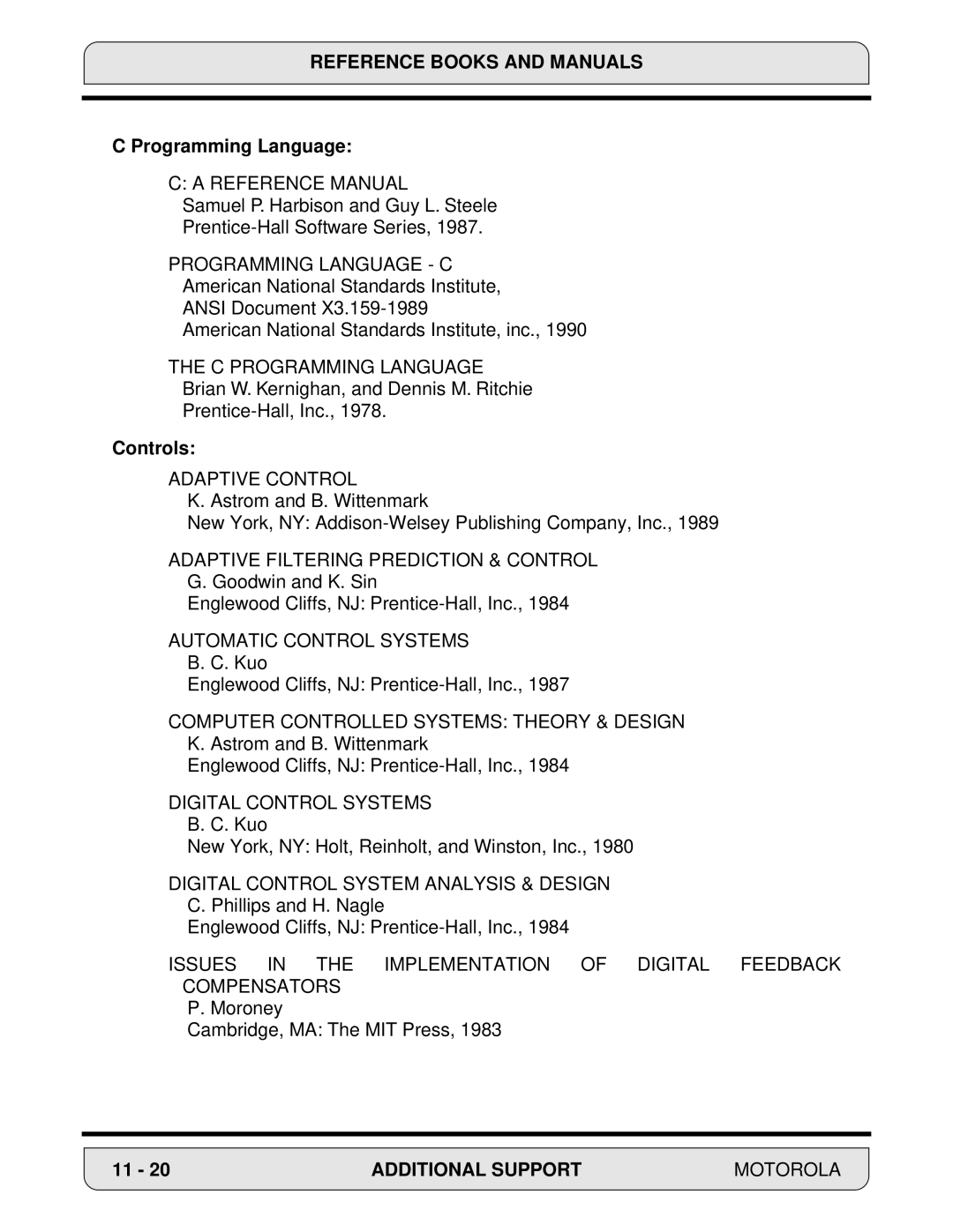 Motorola 24-Bit Digital Signal Processor, DSP56000 manual Programming Language, Controls 