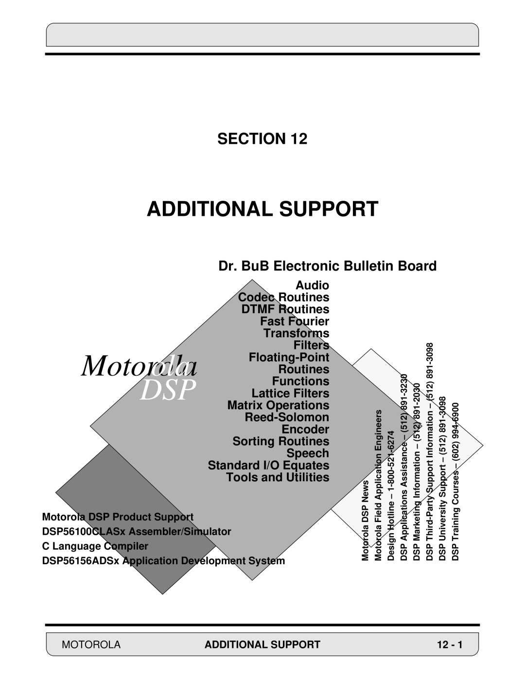 Motorola DSP56000, 24-Bit Digital Signal Processor manual Motorolaola Routines 