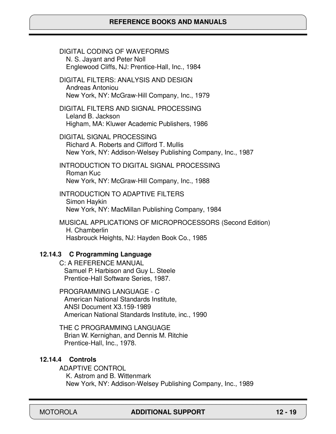 Motorola DSP56000, 24-Bit Digital Signal Processor manual Leland B. Jackson Higham, MA Kluwer Academic Publishers 