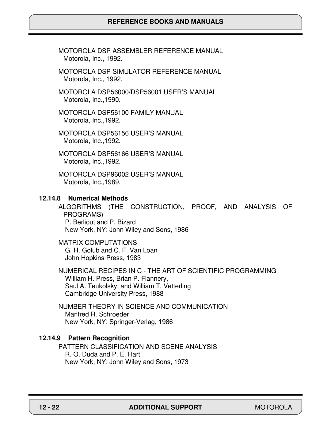 Motorola 24-Bit Digital Signal Processor Motorola DSP Assembler Reference Manual, Motorola DSP Simulator Reference Manual 