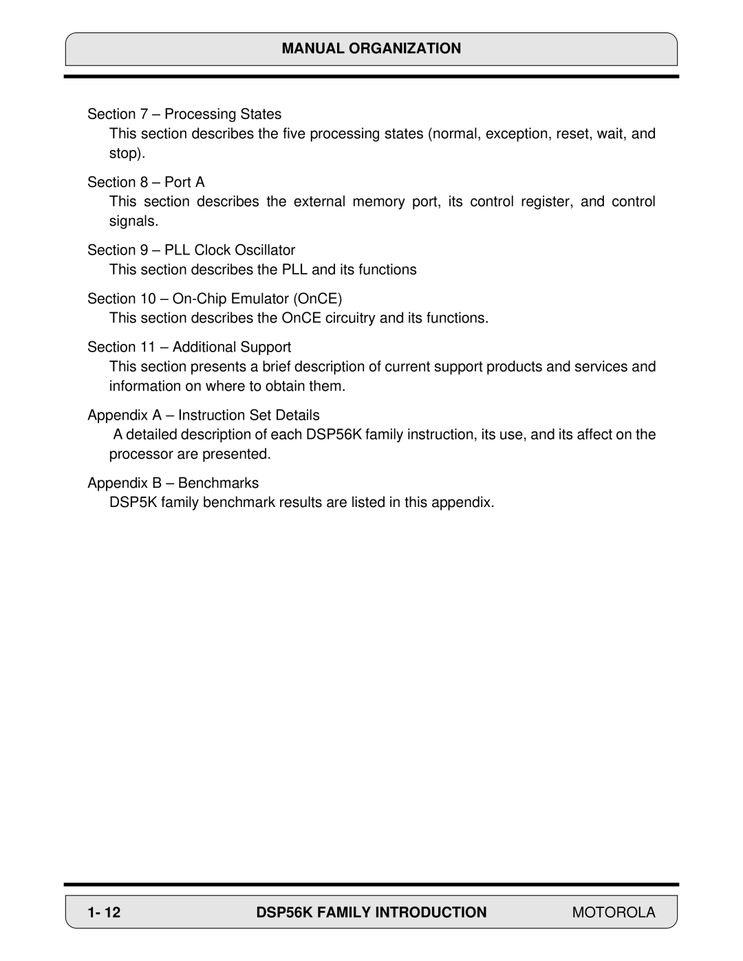 Motorola 24-Bit Digital Signal Processor, DSP56000 manual Manual Organization 