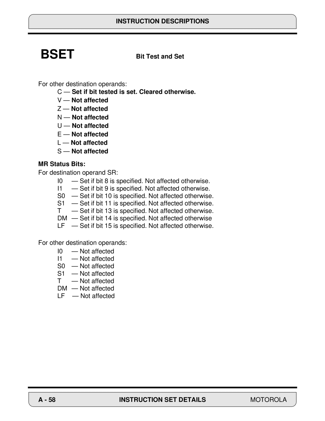 Motorola 24-Bit Digital Signal Processor, DSP56000 manual For other destination operands 