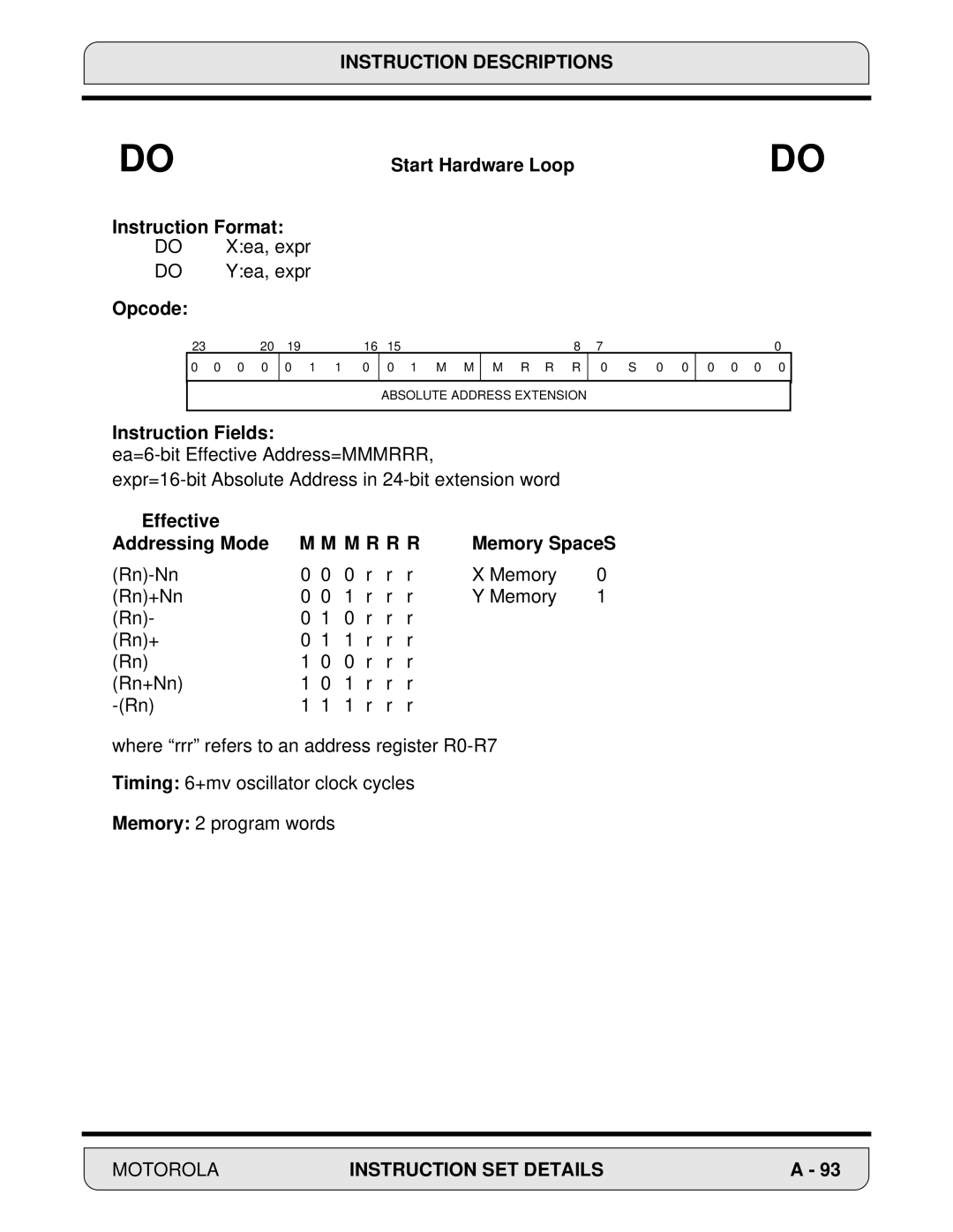 Motorola DSP56000, 24-Bit Digital Signal Processor manual Xea, expr 