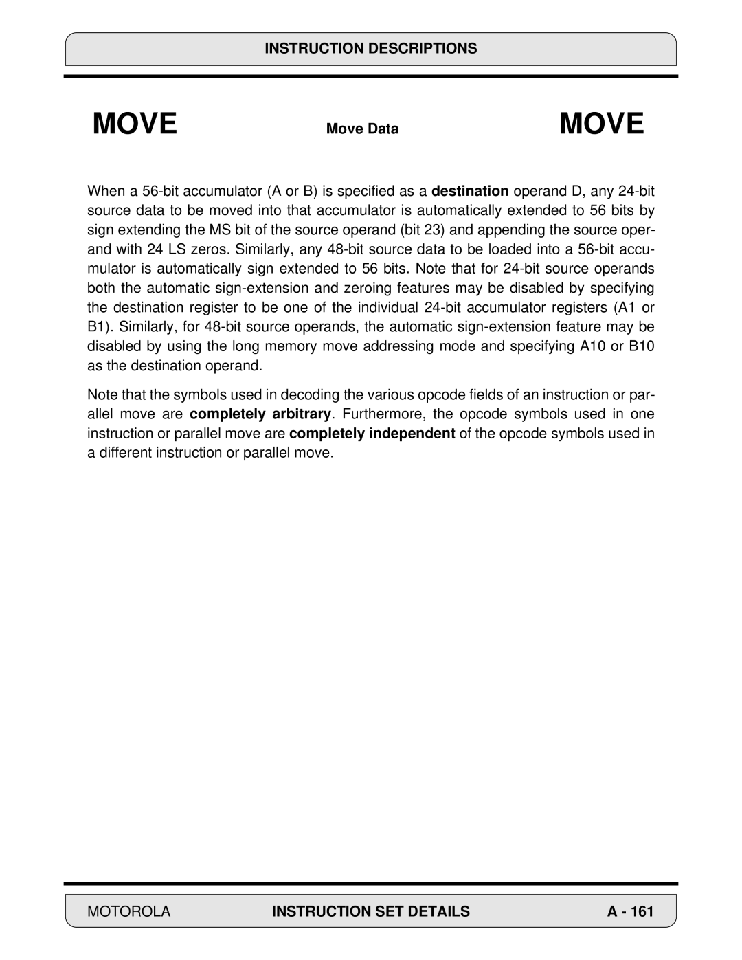 Motorola DSP56000, 24-Bit Digital Signal Processor manual Move 