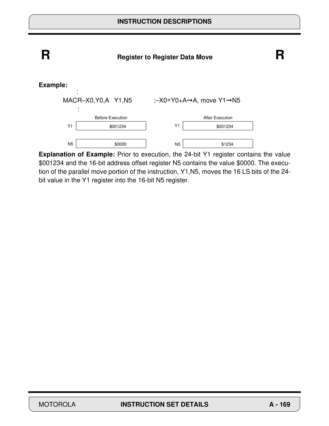 Motorola DSP56000, 24-Bit Digital Signal Processor manual Example, MACR-X0,Y0,A 