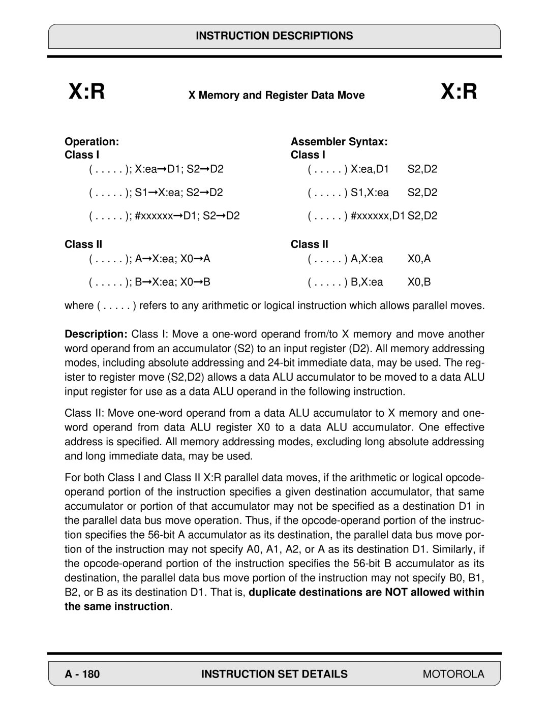 Motorola 24-Bit Digital Signal Processor, DSP56000 manual Xea D1 S2 D2 Xea,D1 