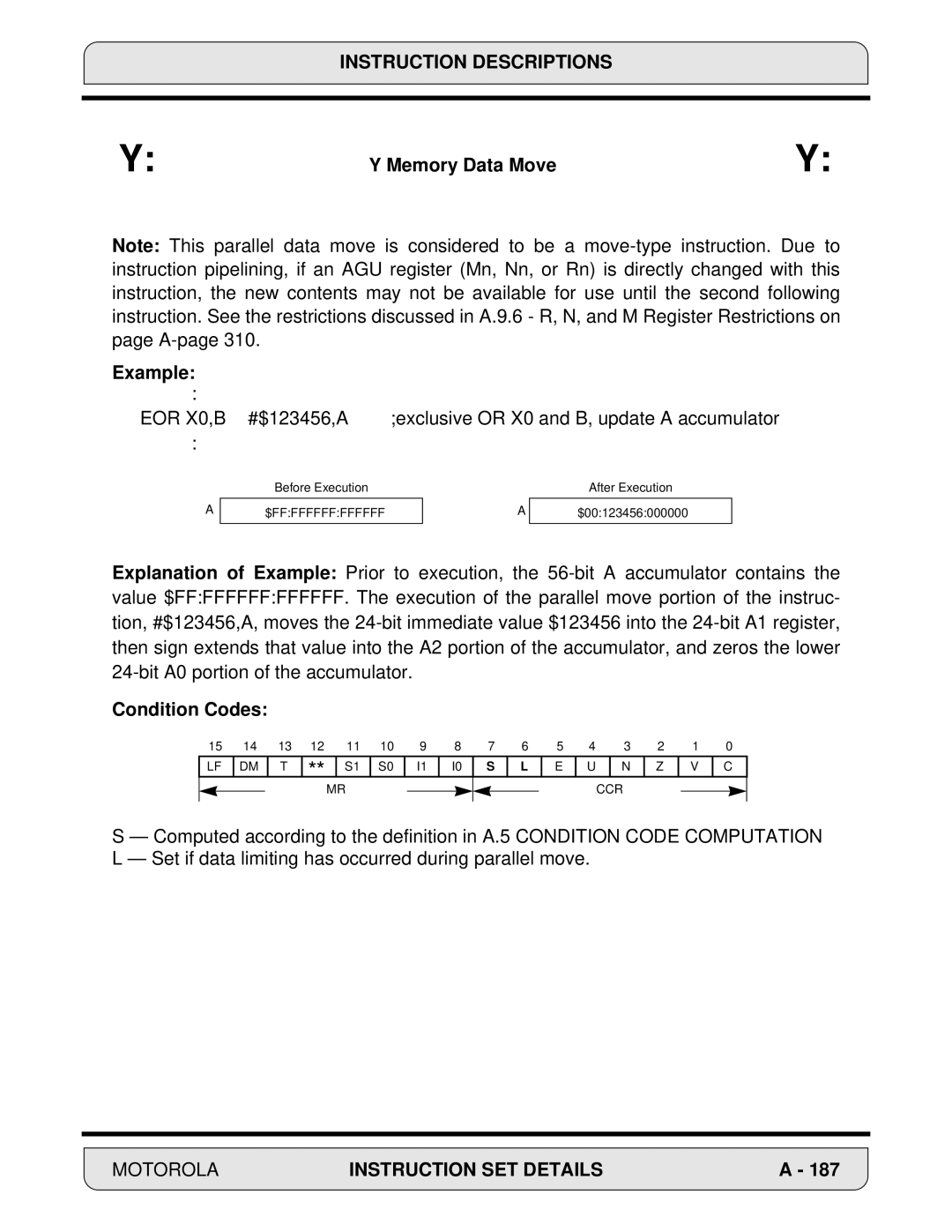 Motorola DSP56000, 24-Bit Digital Signal Processor manual After Execution $00123456000000 