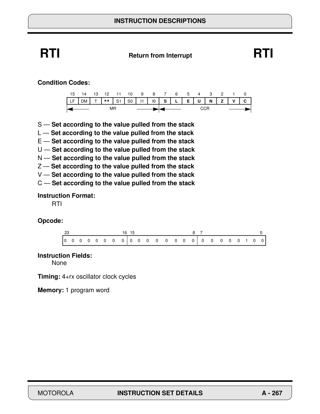 Motorola DSP56000, 24-Bit Digital Signal Processor manual Opcode Instruction Fields 