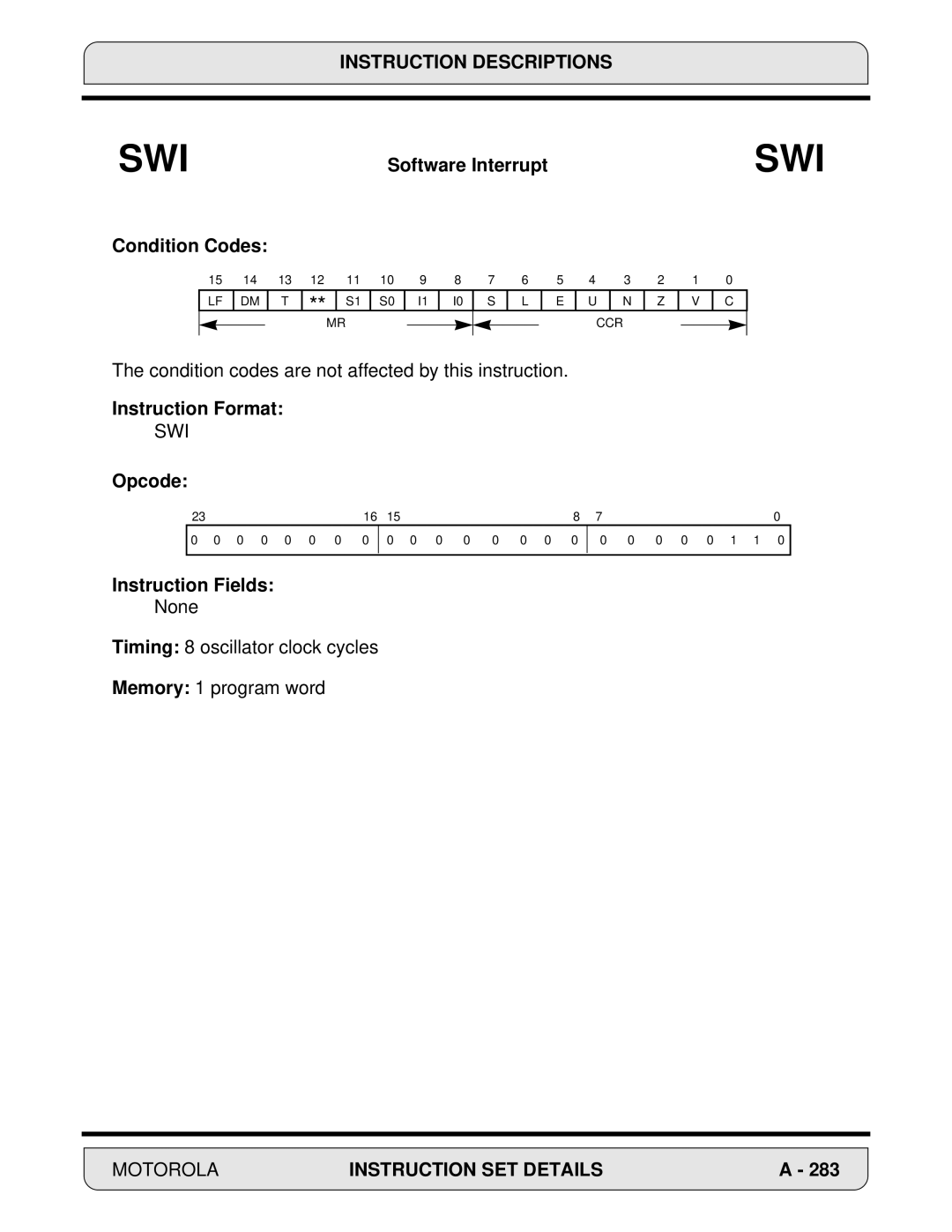 Motorola DSP56000, 24-Bit Digital Signal Processor manual Opcode Instruction Fields 