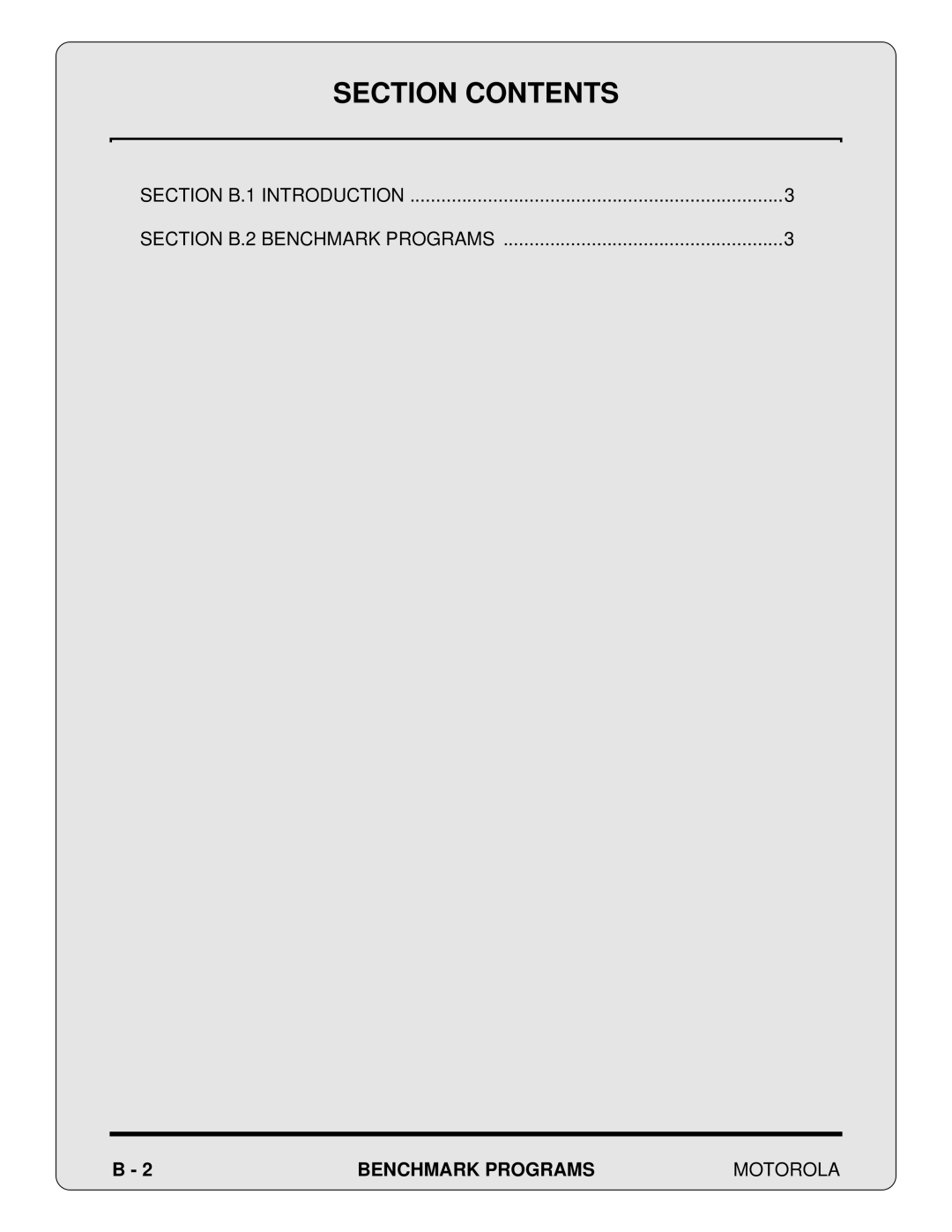 Motorola DSP56000 manual Section B.1 Introduction Section B.2 Benchmark Programs, Benchmark Programs Motorola 