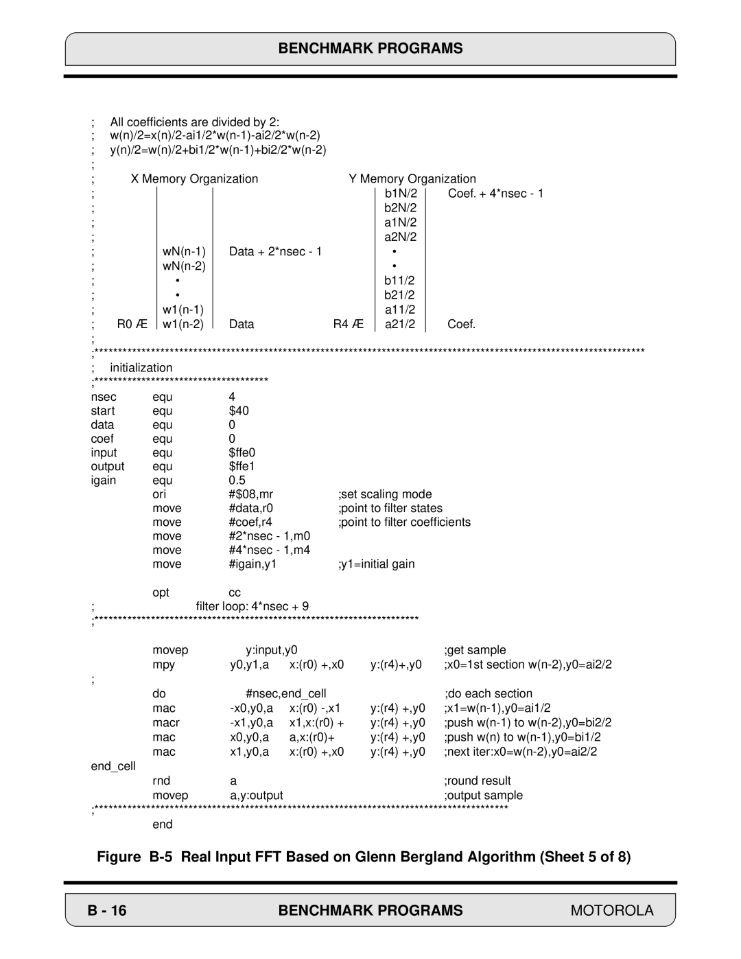 Motorola DSP56000, 24-Bit Digital Signal Processor manual Benchmark Programs 