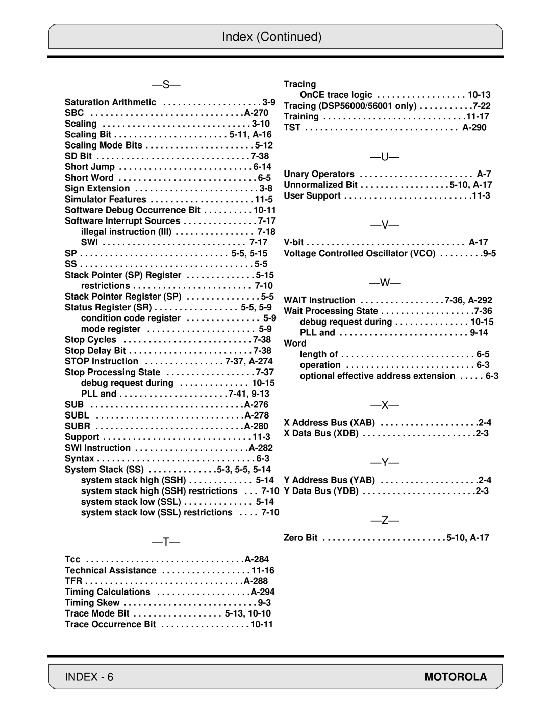 Motorola DSP56000, 24-Bit Digital Signal Processor manual Zero Bit -10, A-17 