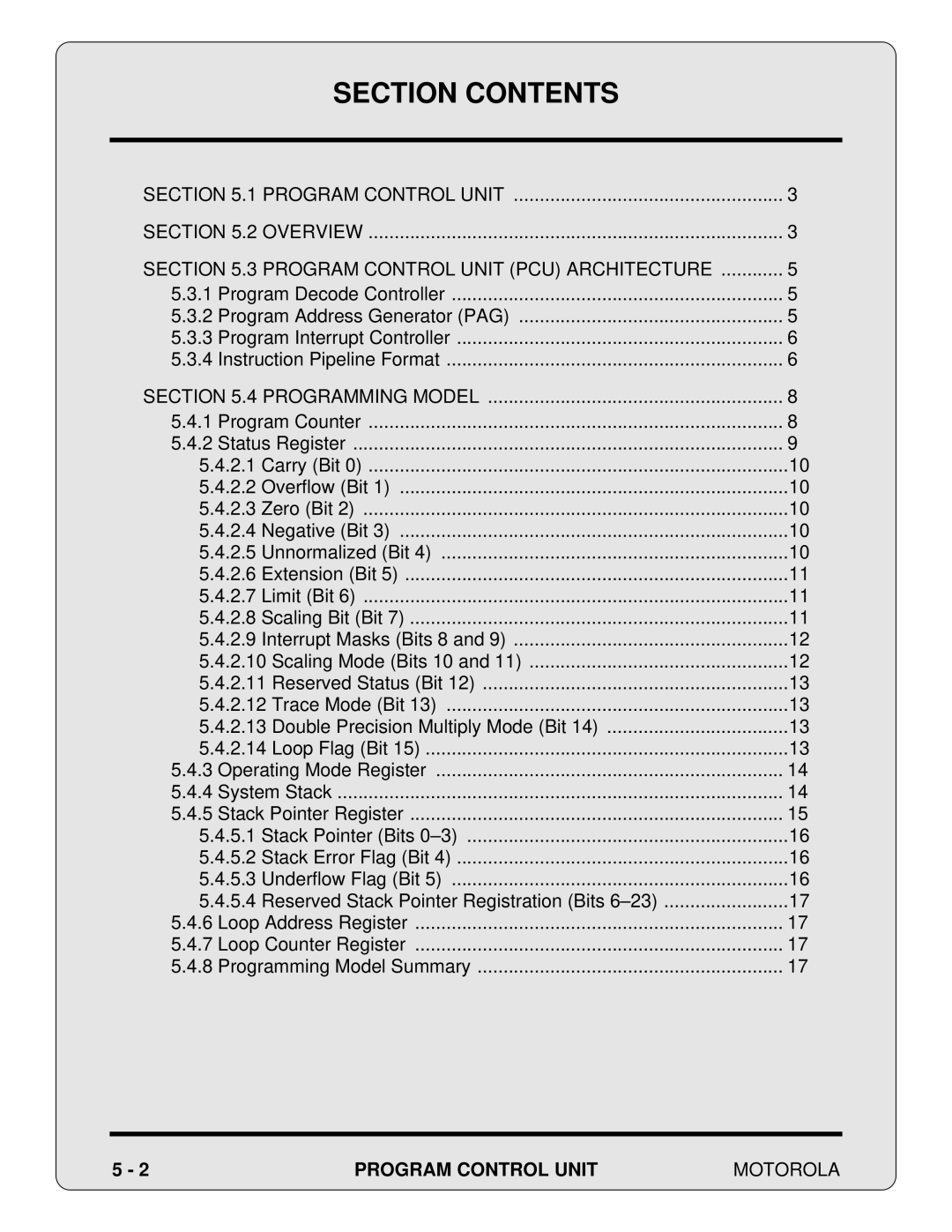 Motorola 24-Bit Digital Signal Processor, DSP56000 manual Programming Model, Program Control Unit Motorola 