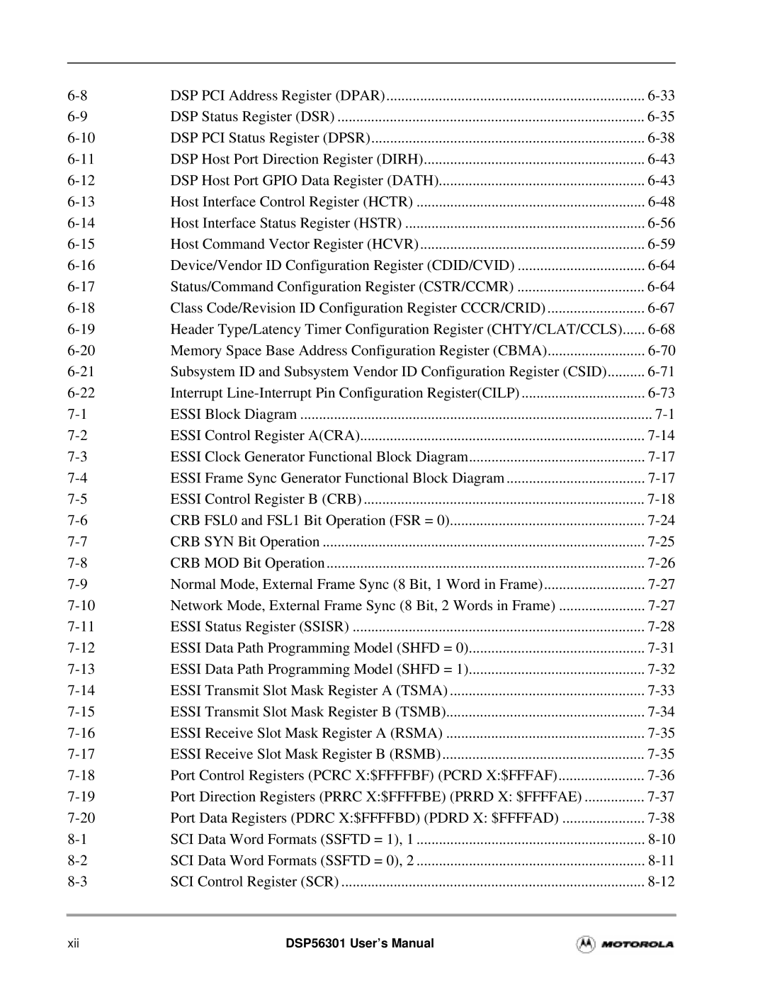 Motorola DSP56301 user manual Xii 