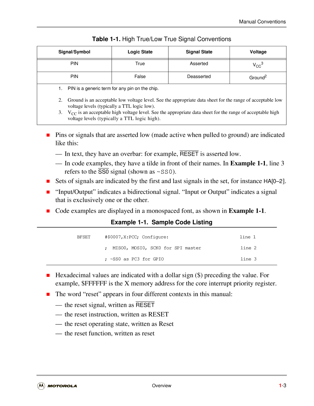 Motorola DSP56301 user manual Ground, PIN is a generic term for any pin on the chip 