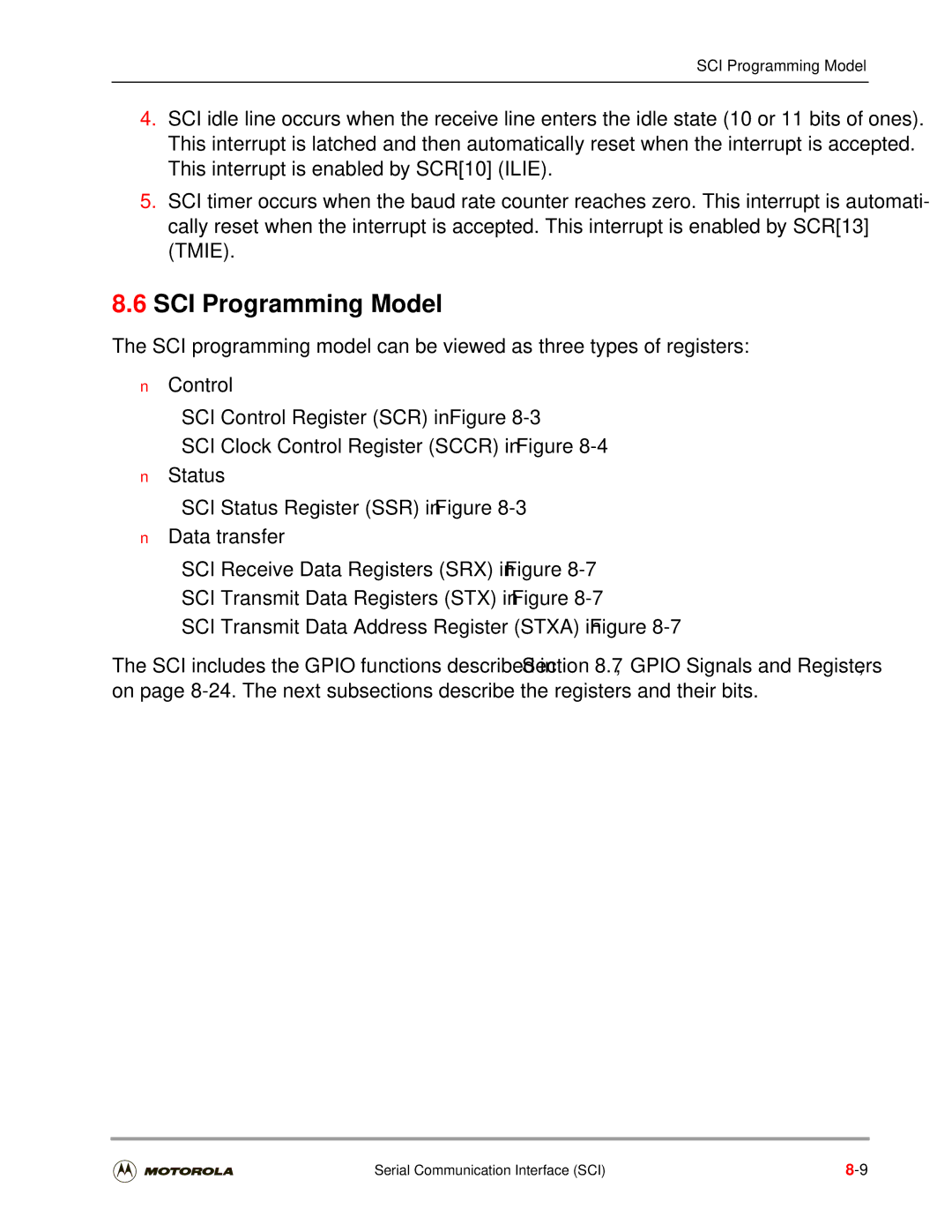 Motorola DSP56301 user manual SCI Programming Model 