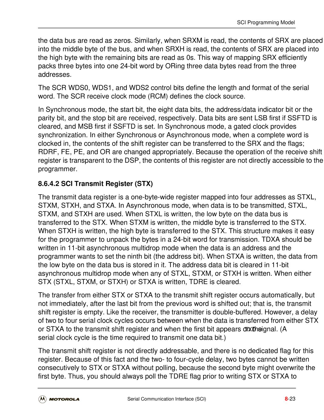 Motorola DSP56301 user manual SCI Transmit Register STX 