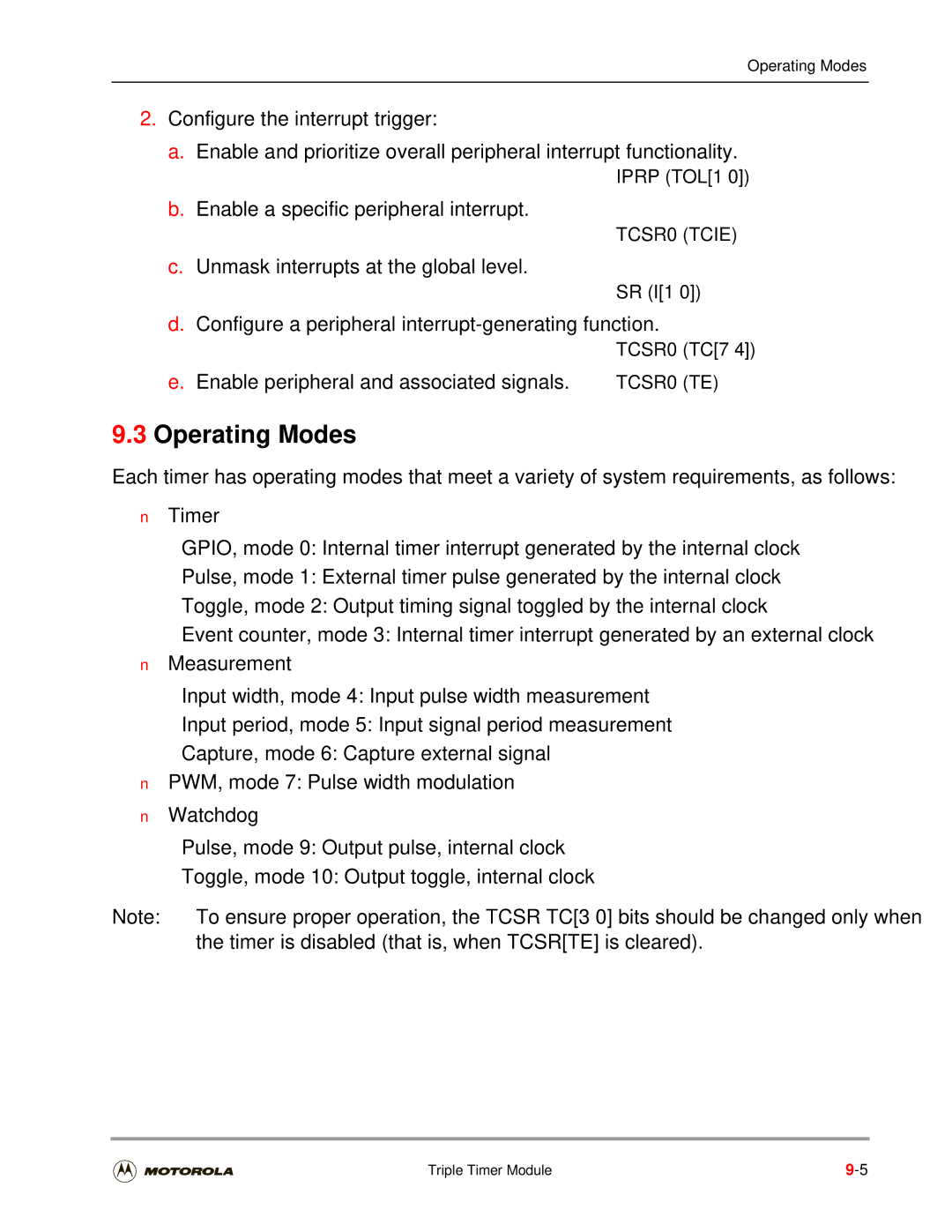 Motorola DSP56301 user manual TCSR0 Tcie 