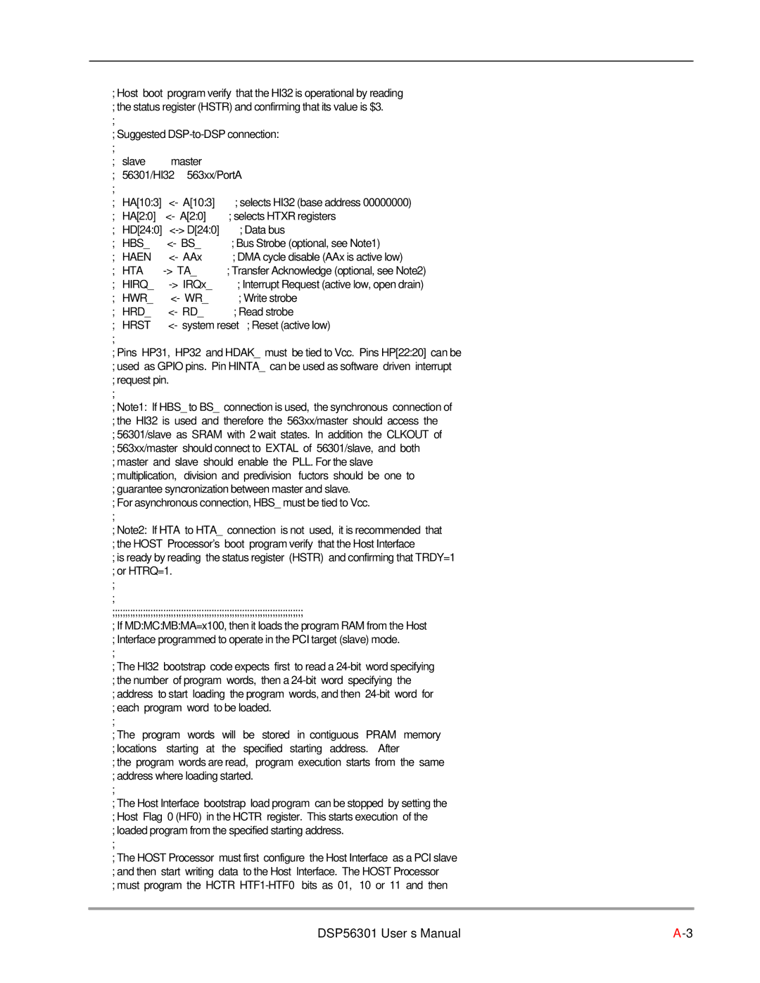 Motorola DSP56301 user manual Hbs 