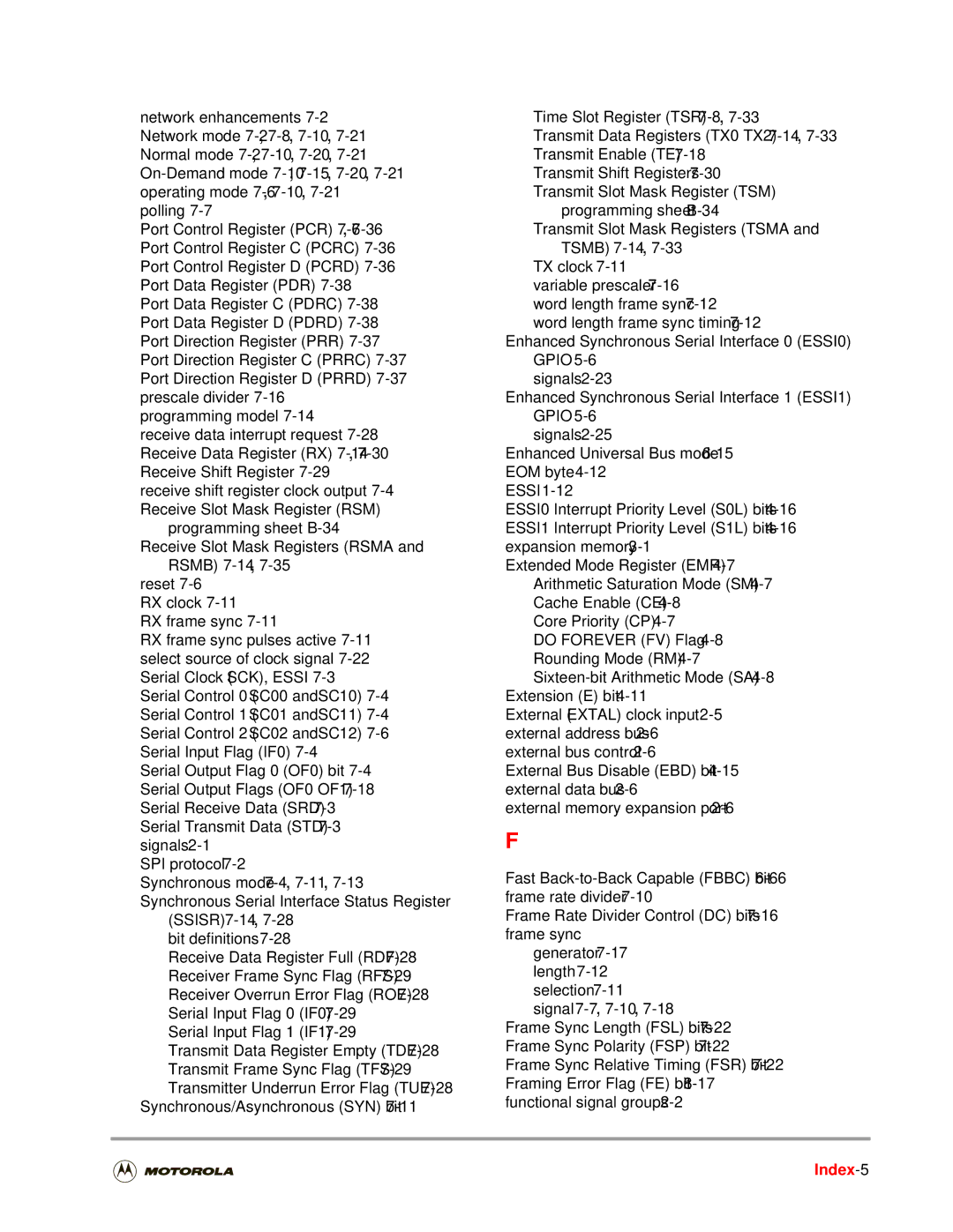 Motorola DSP56301 user manual Index-5 