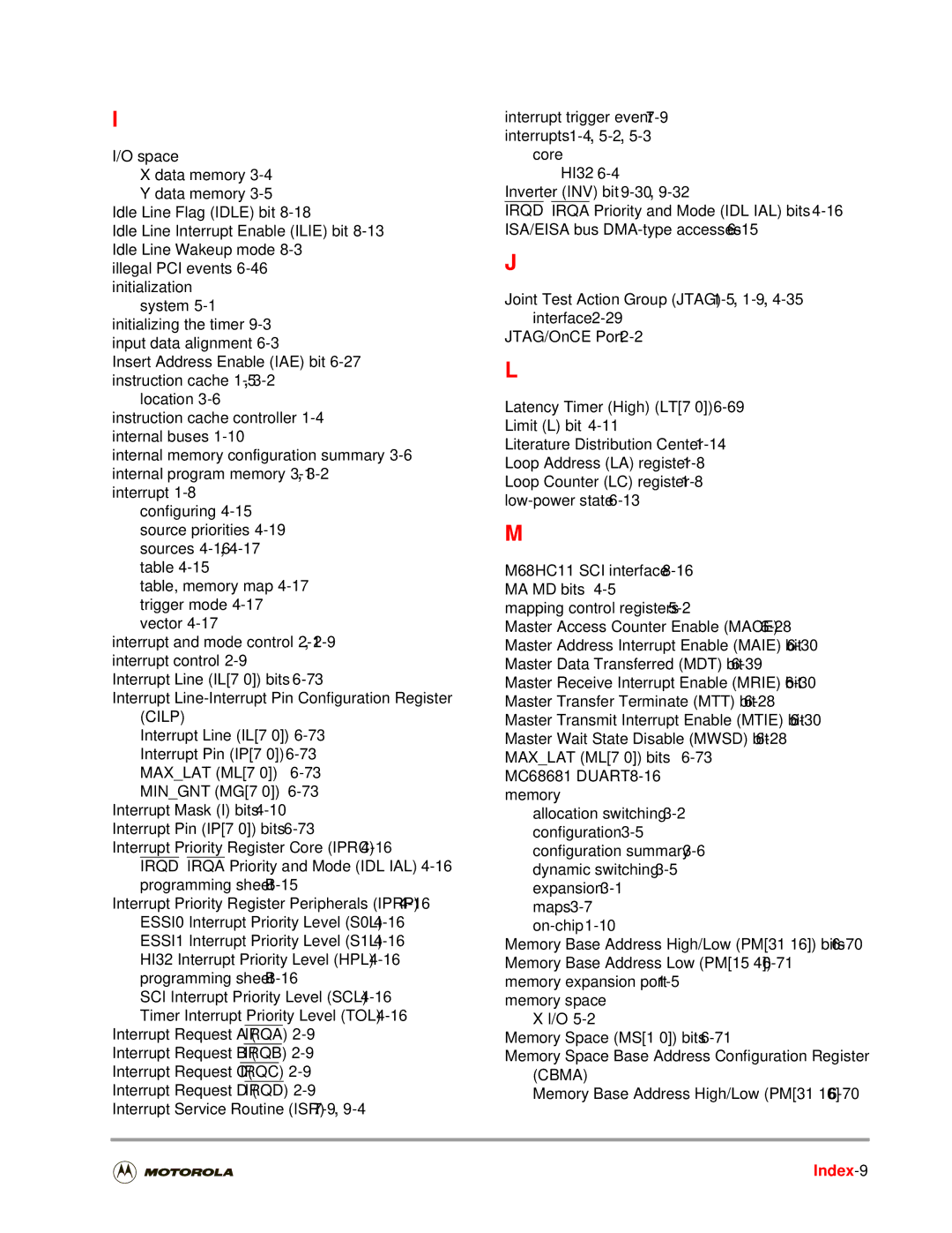 Motorola DSP56301 user manual Index-9 