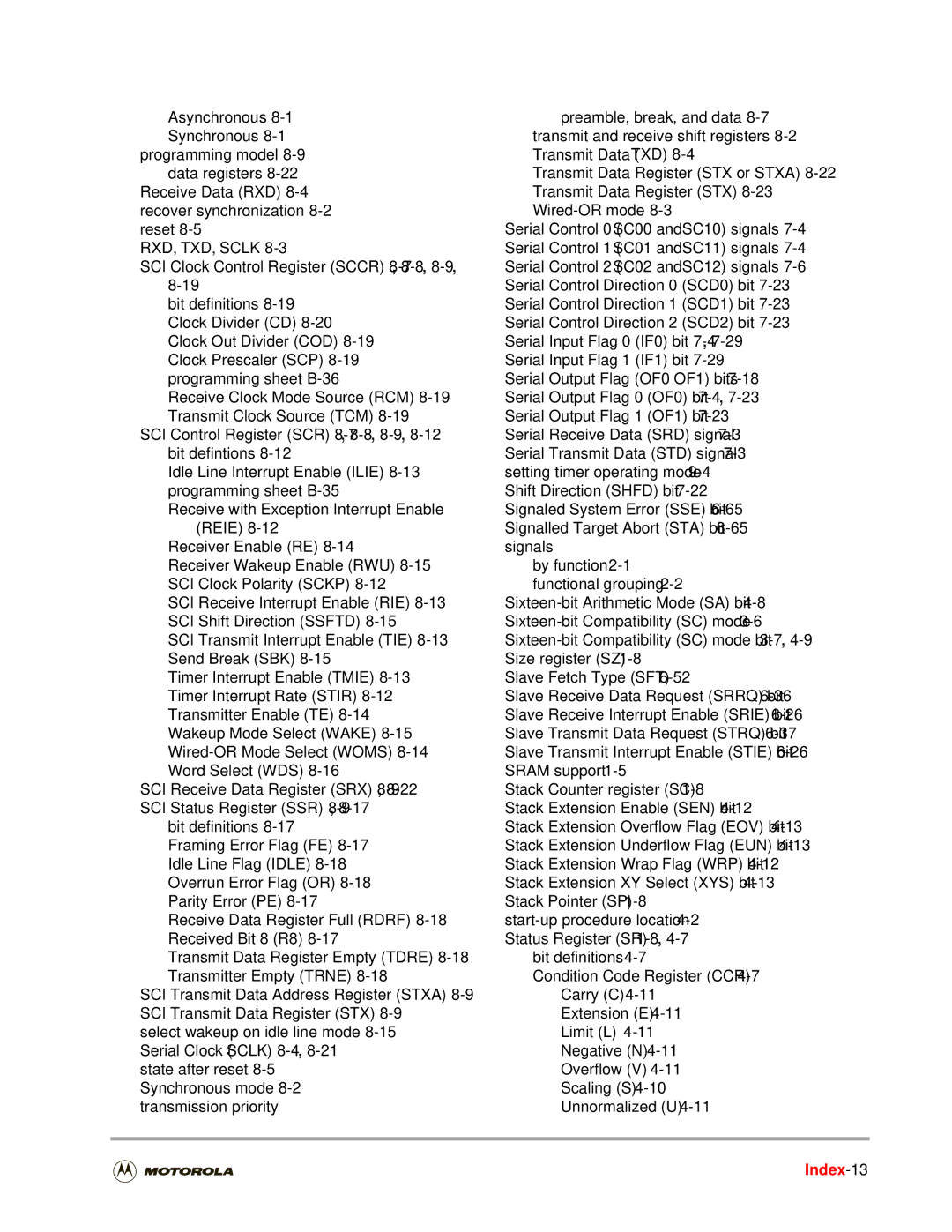 Motorola DSP56301 user manual Index-13 