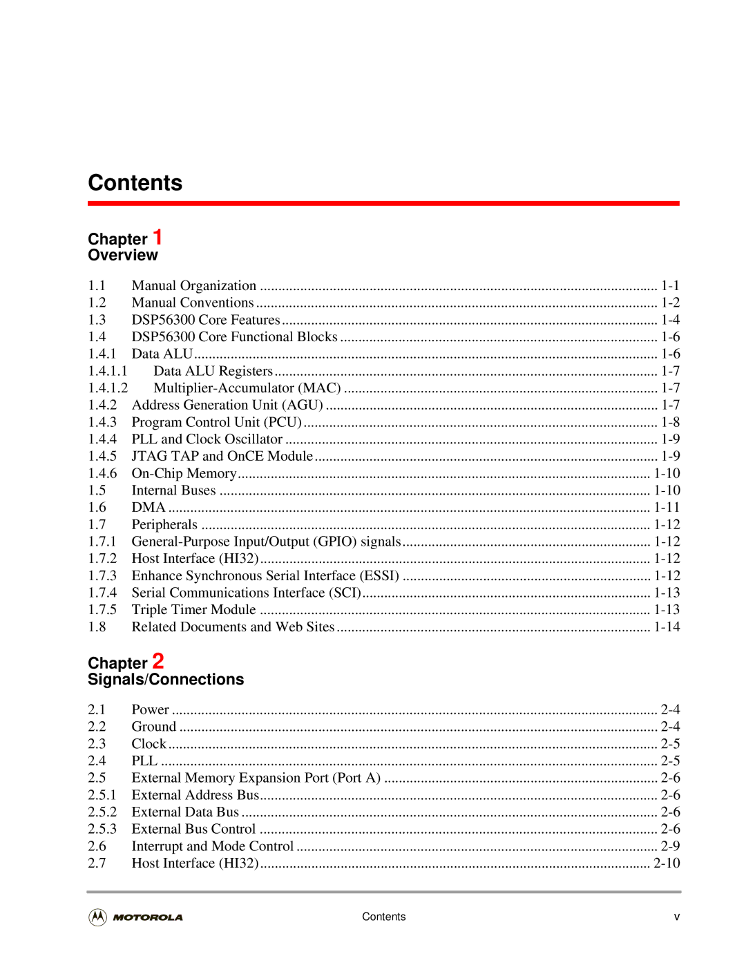 Motorola DSP56301 user manual Contents 