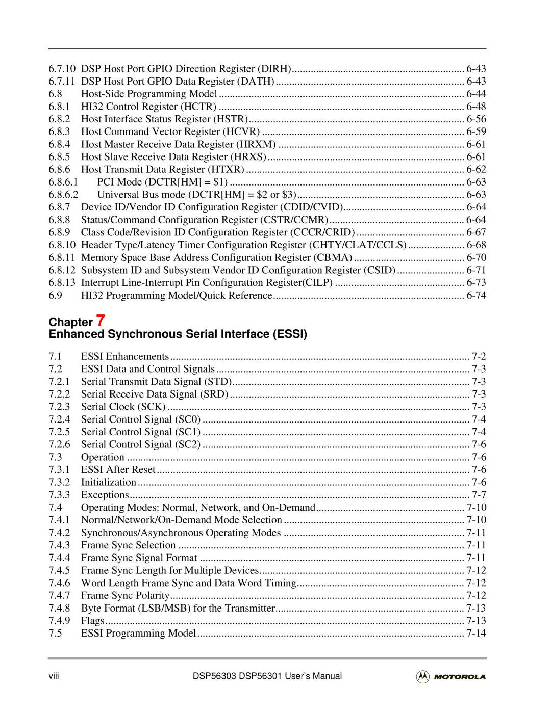 Motorola DSP56301 user manual Chapter Enhanced Synchronous Serial Interface Essi 