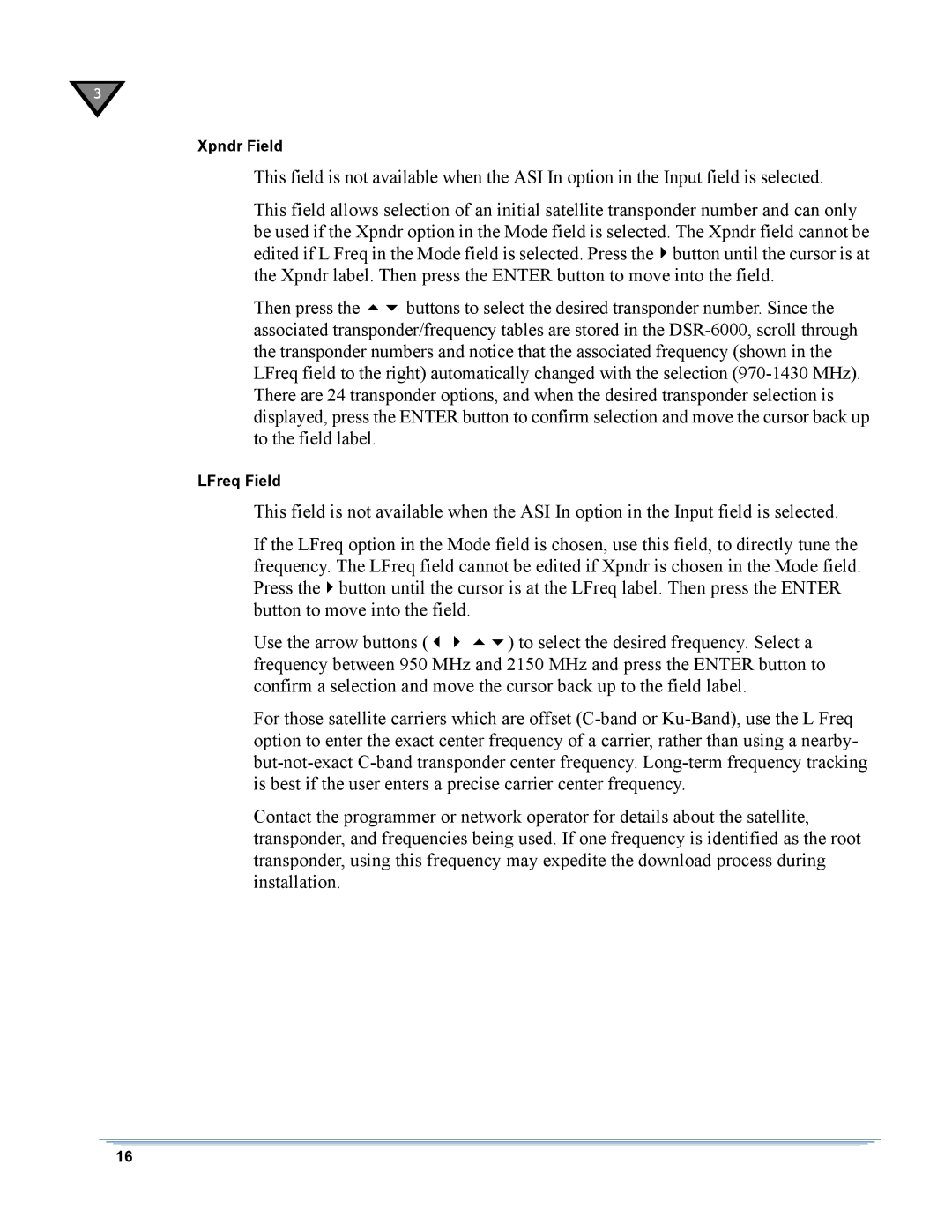 Motorola DSR-6000 manual Xpndr Field 