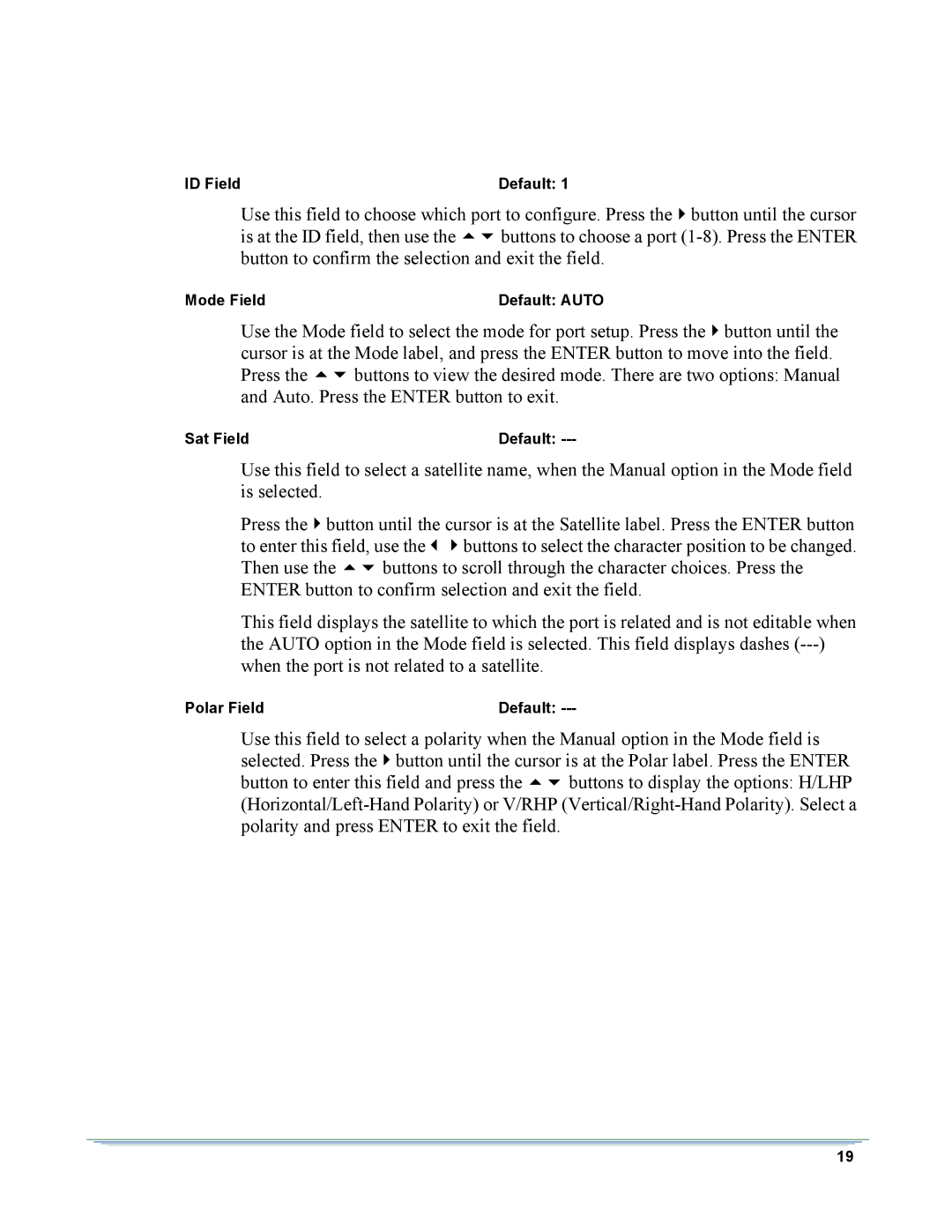 Motorola DSR-6000 manual ID Field Default 