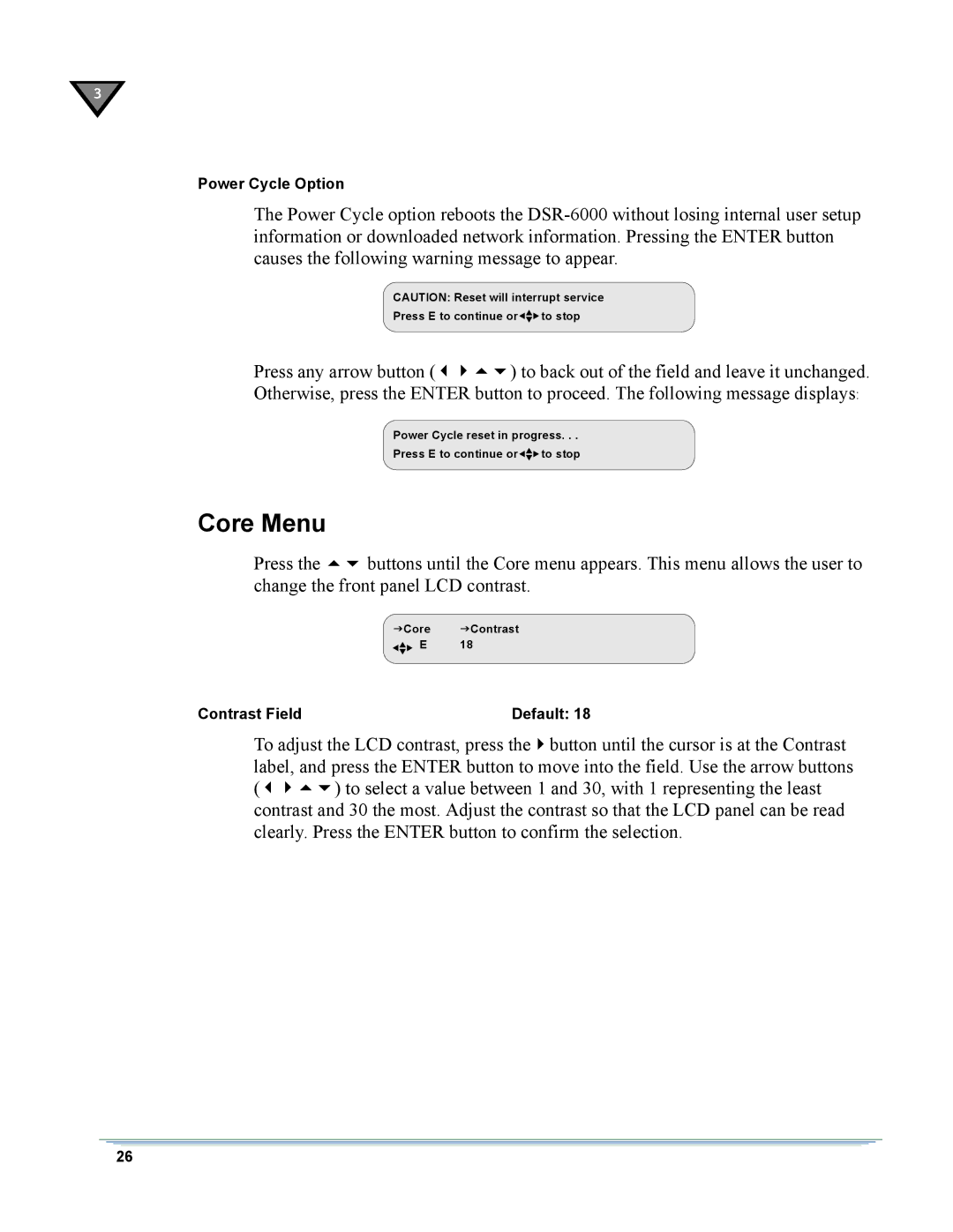 Motorola DSR-6000 manual Core Menu 