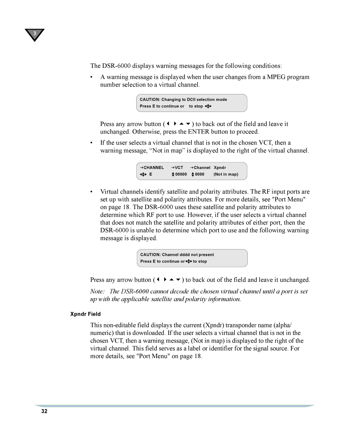 Motorola DSR-6000 manual Xpndr Field 