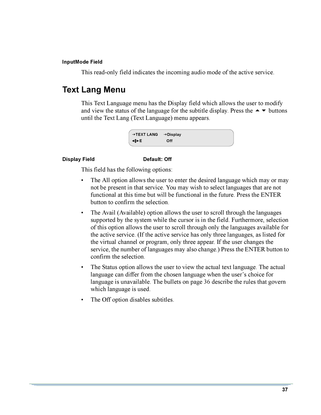 Motorola DSR-6000 manual Text Lang Menu 