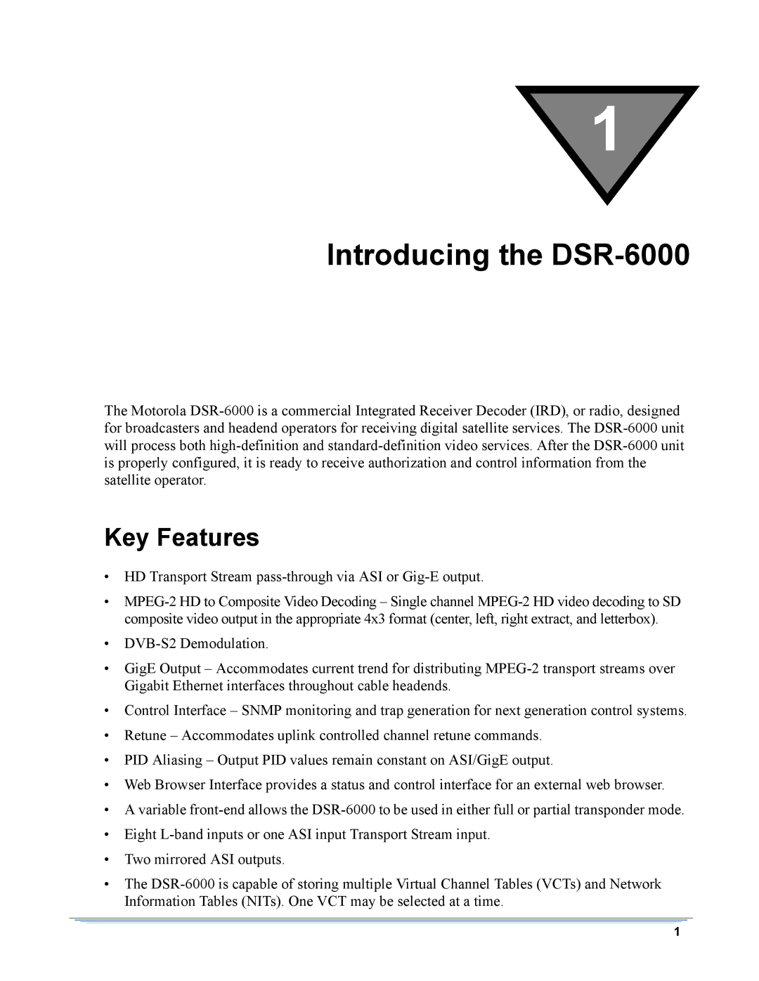 Motorola manual Introducing the DSR-6000, Key Features 