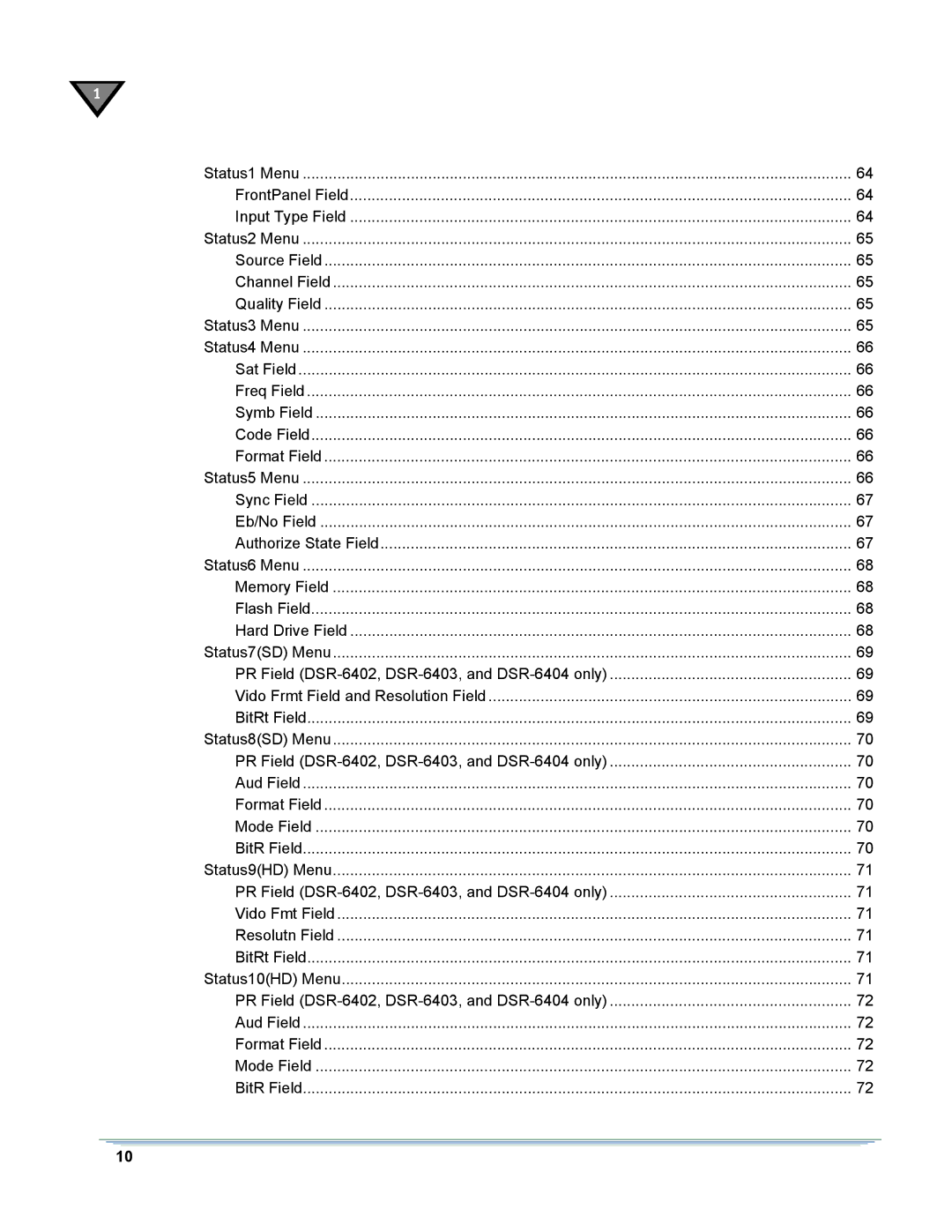 Motorola DSR-6400 manual BitRt Field Status8SD Menu 