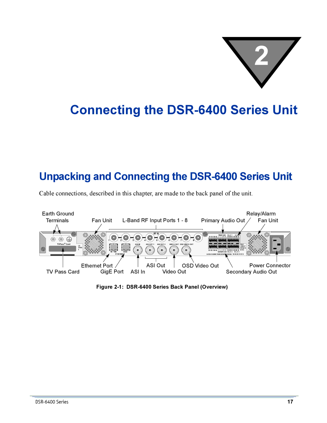 Motorola manual Unpacking and Connecting the DSR-6400 Series Unit 