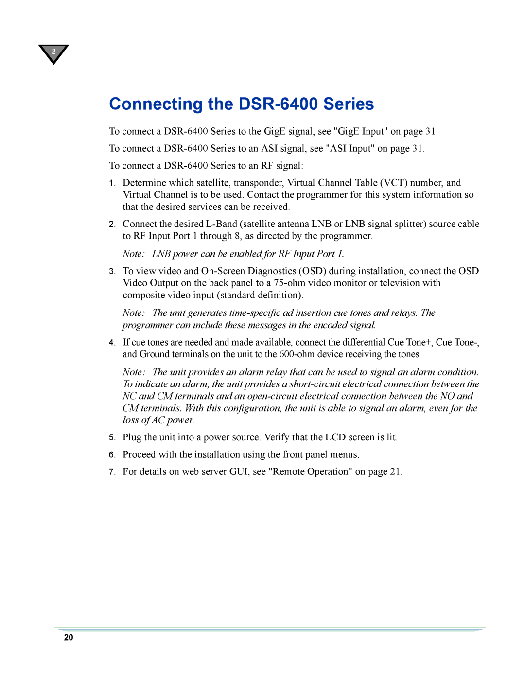 Motorola manual Connecting the DSR-6400 Series 