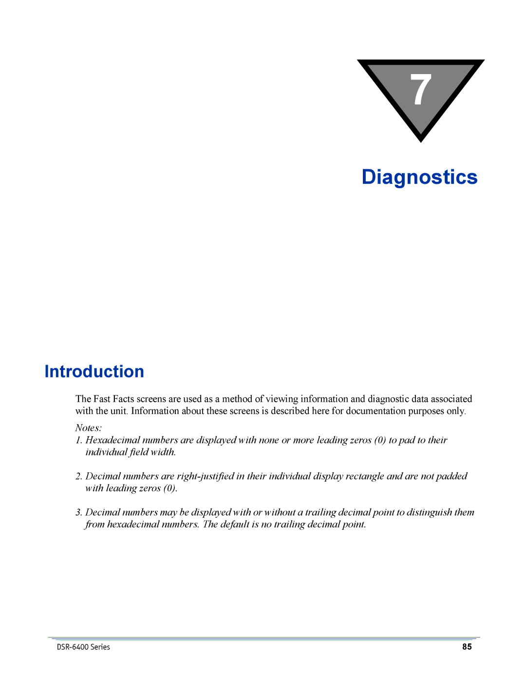 Motorola DSR-6400 manual Diagnostics, Introduction 