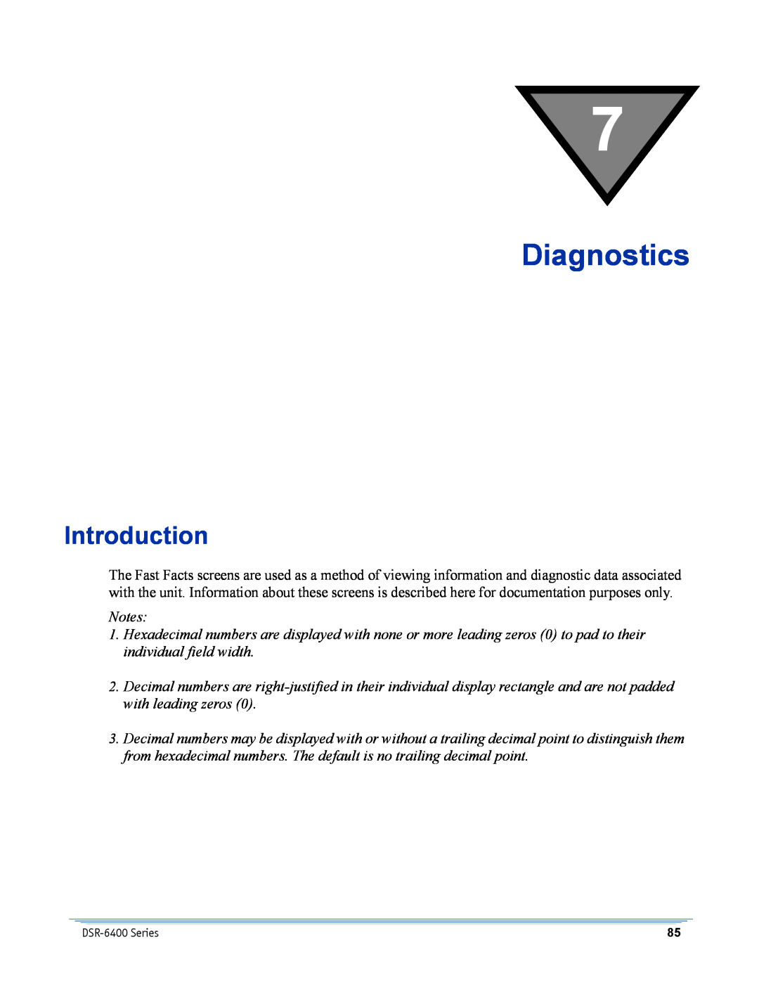 Motorola DSR-6400 manual Diagnostics, Introduction 
