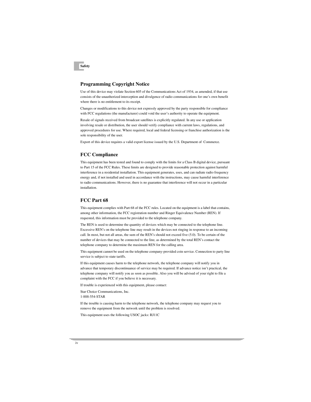 Motorola DSR205 manual Programming Copyright Notice, FCC Compliance, FCC Part 