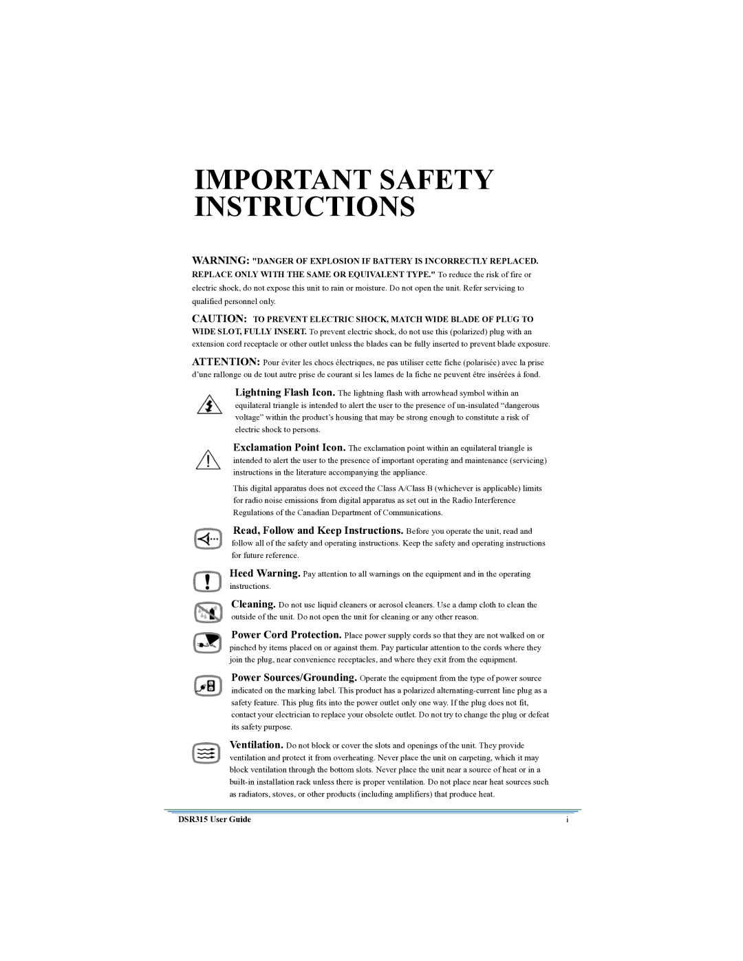 Motorola DSR315 manual Important Safety Instructions 