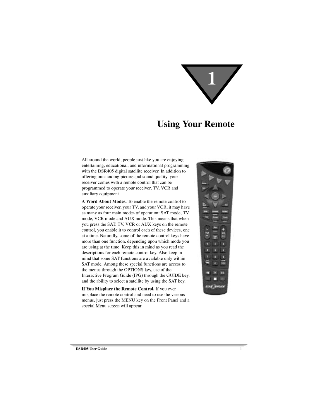 Motorola DSR405 manual Using Your Remote 