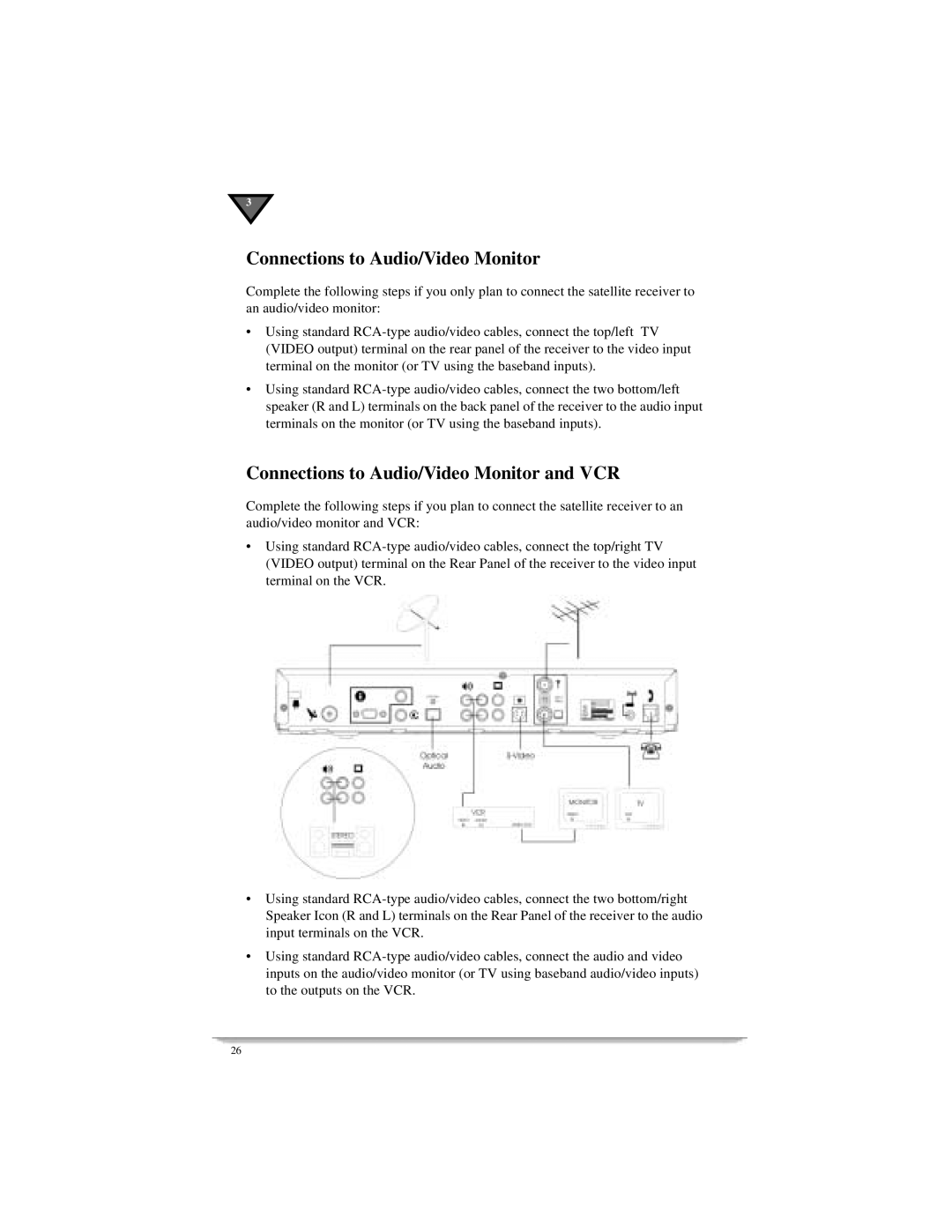 Motorola DSR405 manual Connections to Audio/Video Monitor and VCR 