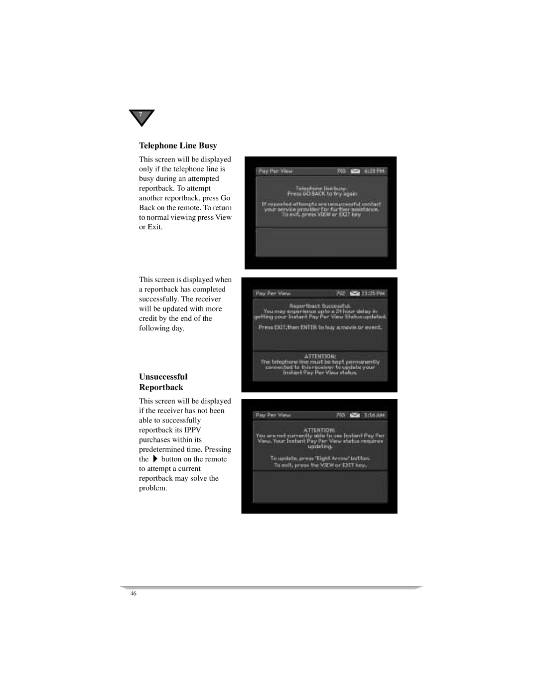 Motorola DSR405 manual Telephone Line Busy, Unsuccessful Reportback 