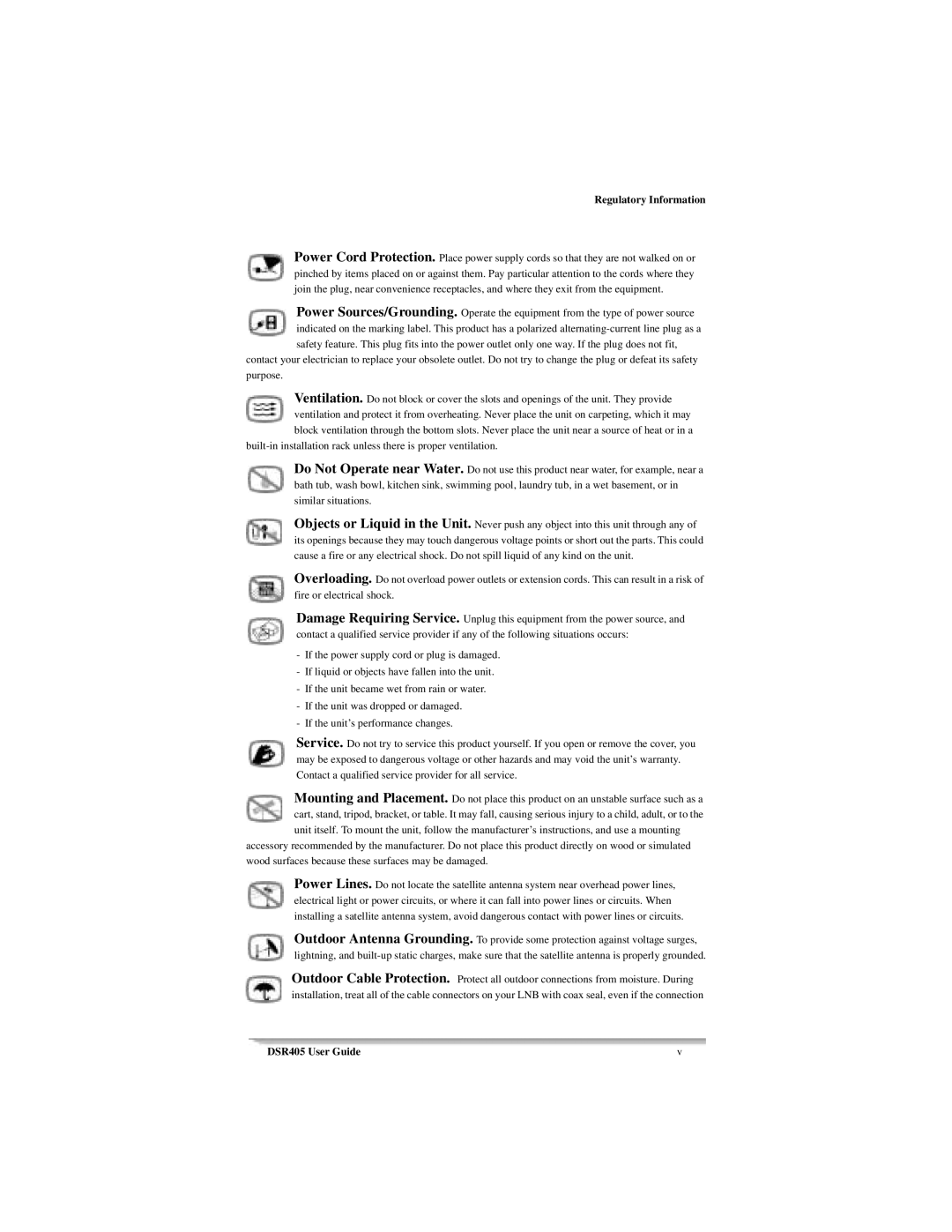 Motorola DSR405 manual Regulatory Information 