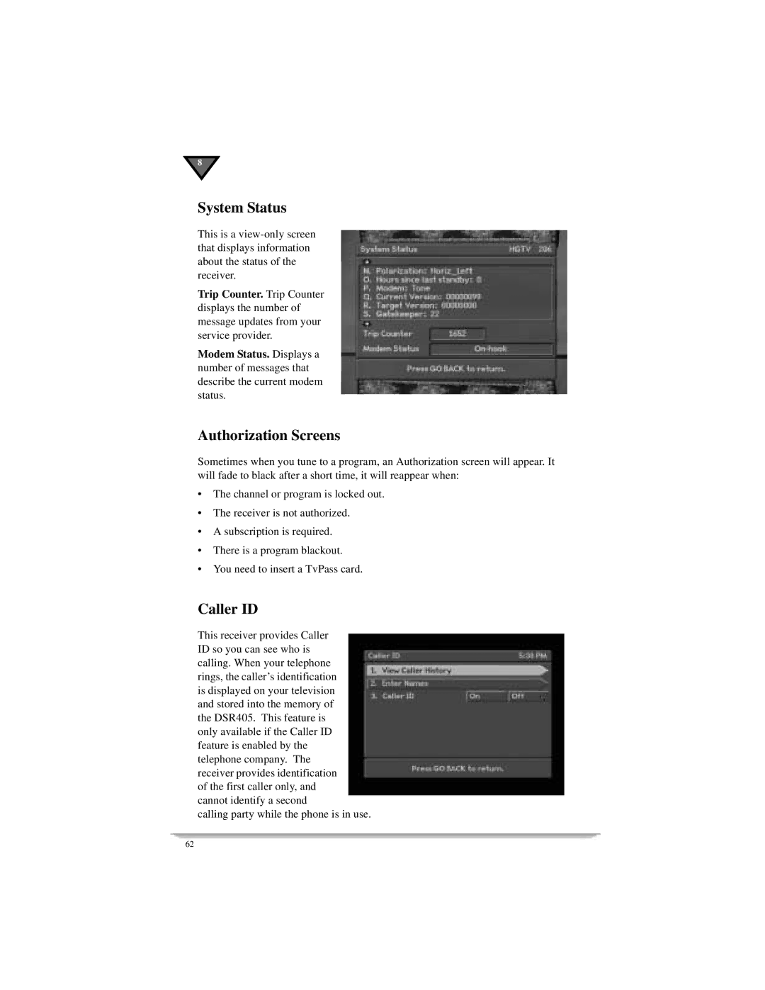 Motorola DSR405 manual System Status 