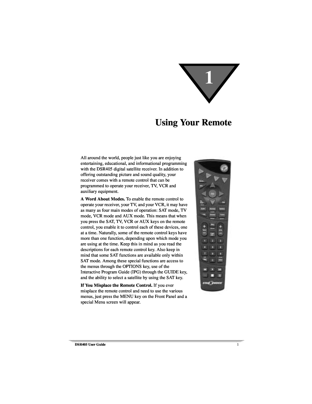 Motorola DSR405 manual Using Your Remote 