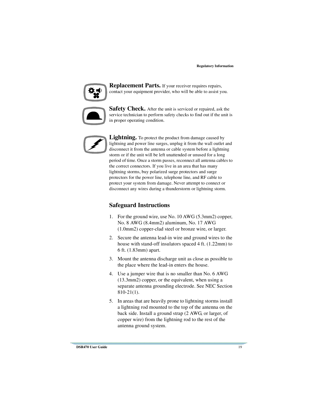 Motorola DSR470 manual Safeguard Instructions 