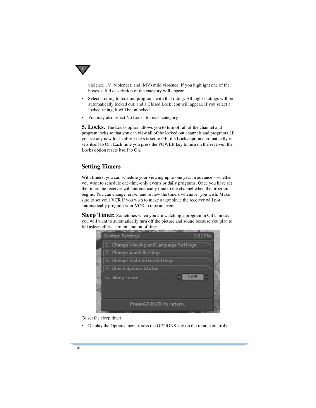 Motorola DSR470 manual Setting Timers 