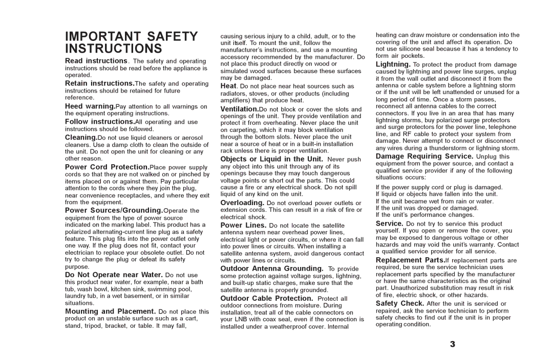 Motorola DSR500 manual Important Safety Instructions 